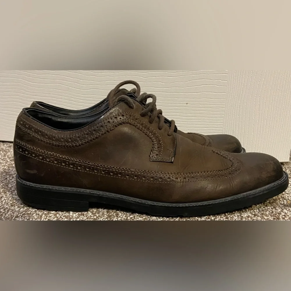 ROCKPORT SP WING TIP MEN'S LACE UP SHOES, SIZE 10 BROWN, K58463 GREAT CONDITION
